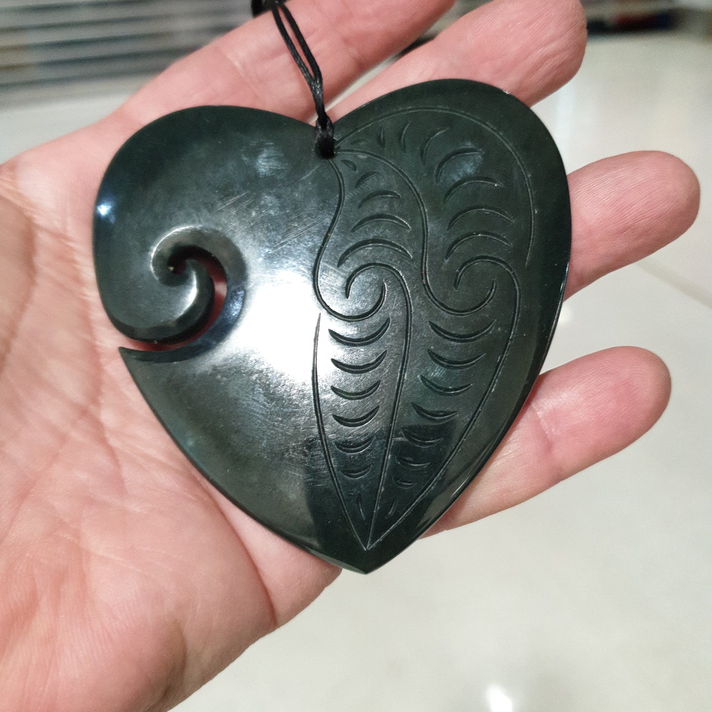 Greenstone Heart Pendant - Extra Large - Rivendell Shop