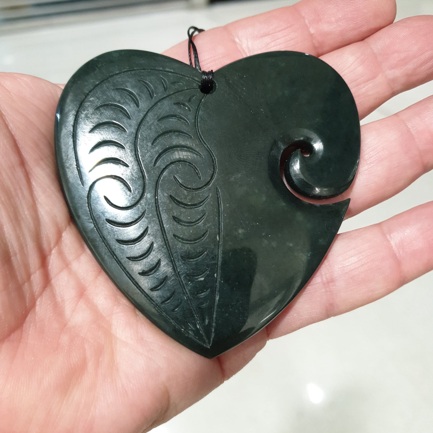 Greenstone Heart Pendant - Extra Large - Rivendell Shop