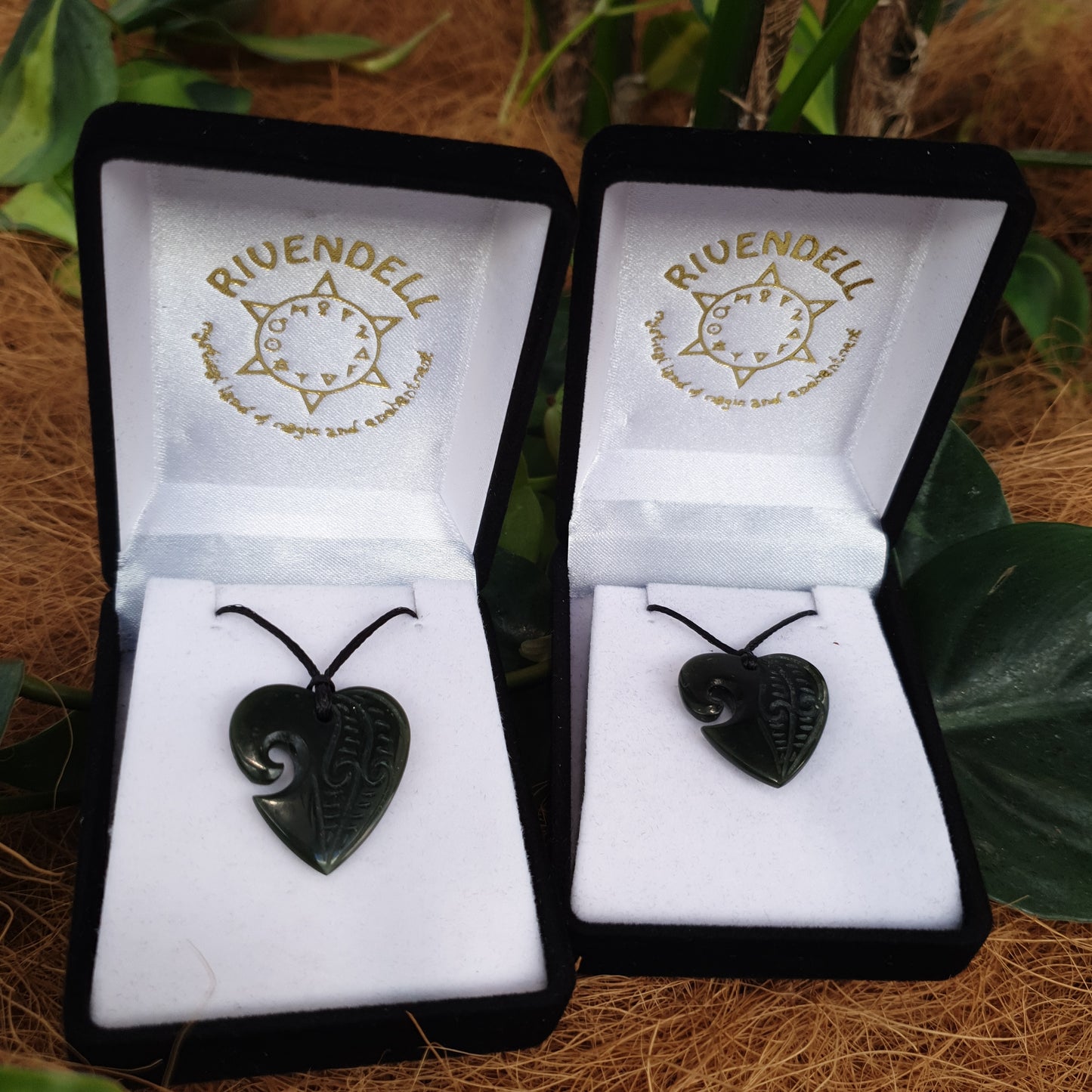 Heart Greenstone Pendant with Carved Detail - Rivendell Shop