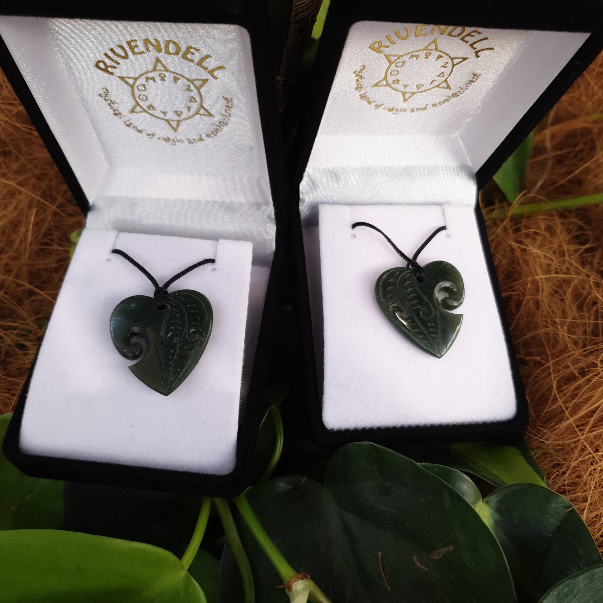 Heart Greenstone Pendant with Carved Detail - Rivendell Shop