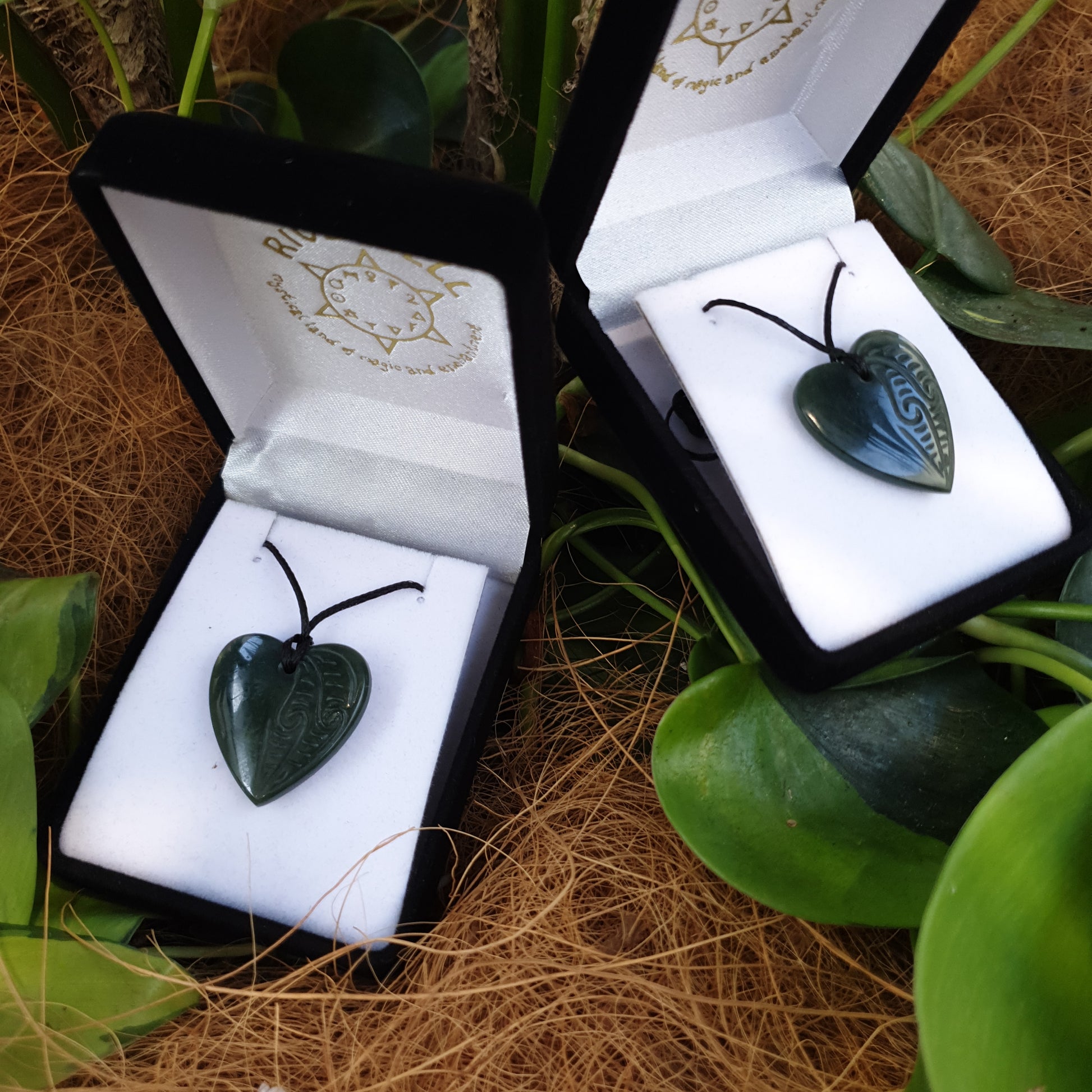 Heart Greenstone Pendant with Carved Detail - Rivendell Shop