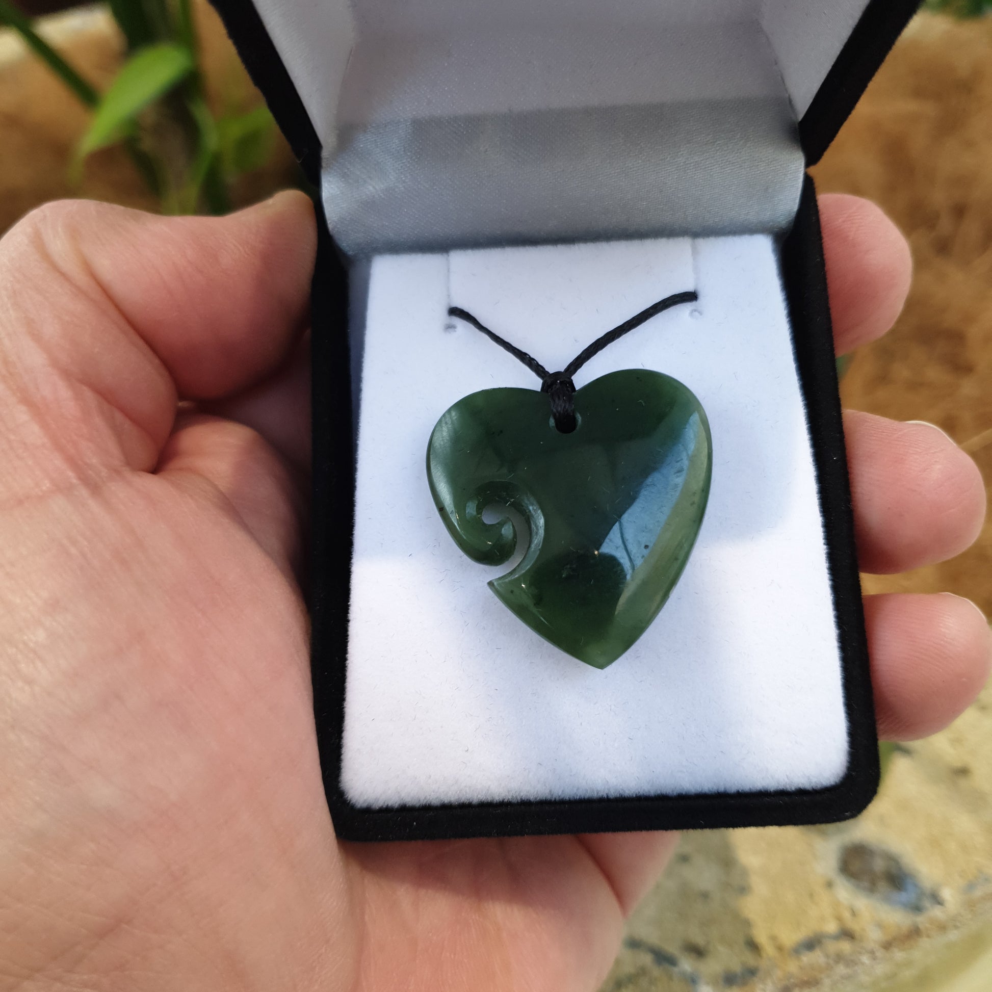 Heart Greenstone Pendant with Koru indentation - Rivendell Shop