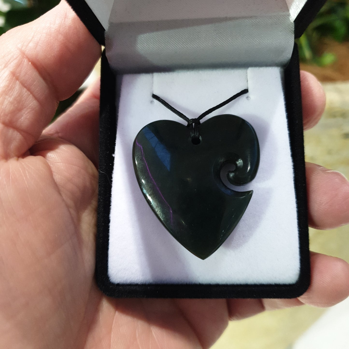 Heart Greenstone Pendant with Koru indentation - Rivendell Shop