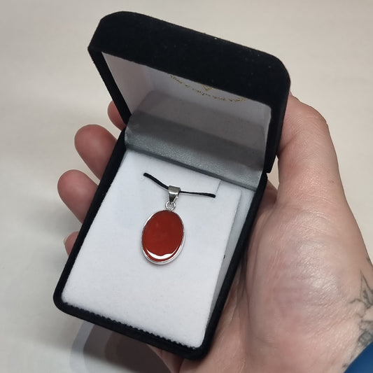 Carnelian sterling silver pendant - Rivendell Shop