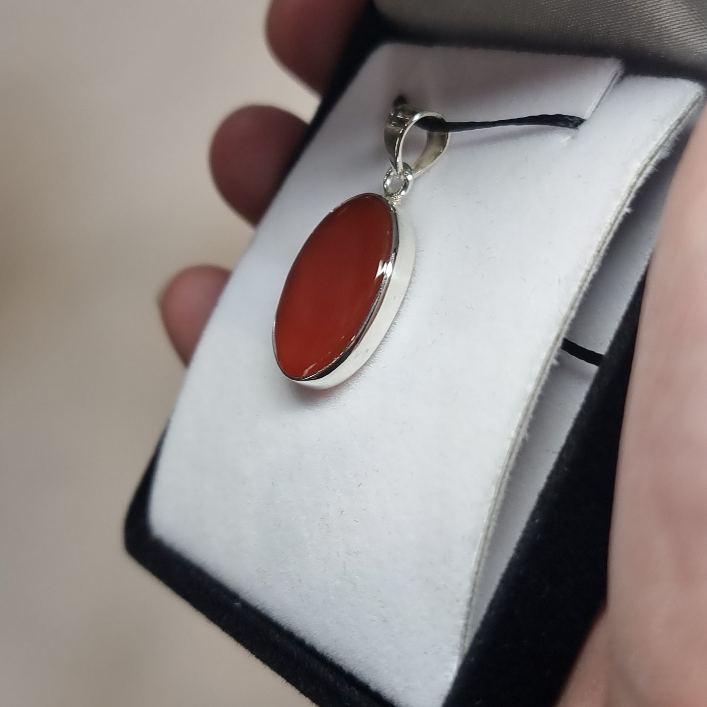 Carnelian sterling silver pendant - Rivendell Shop