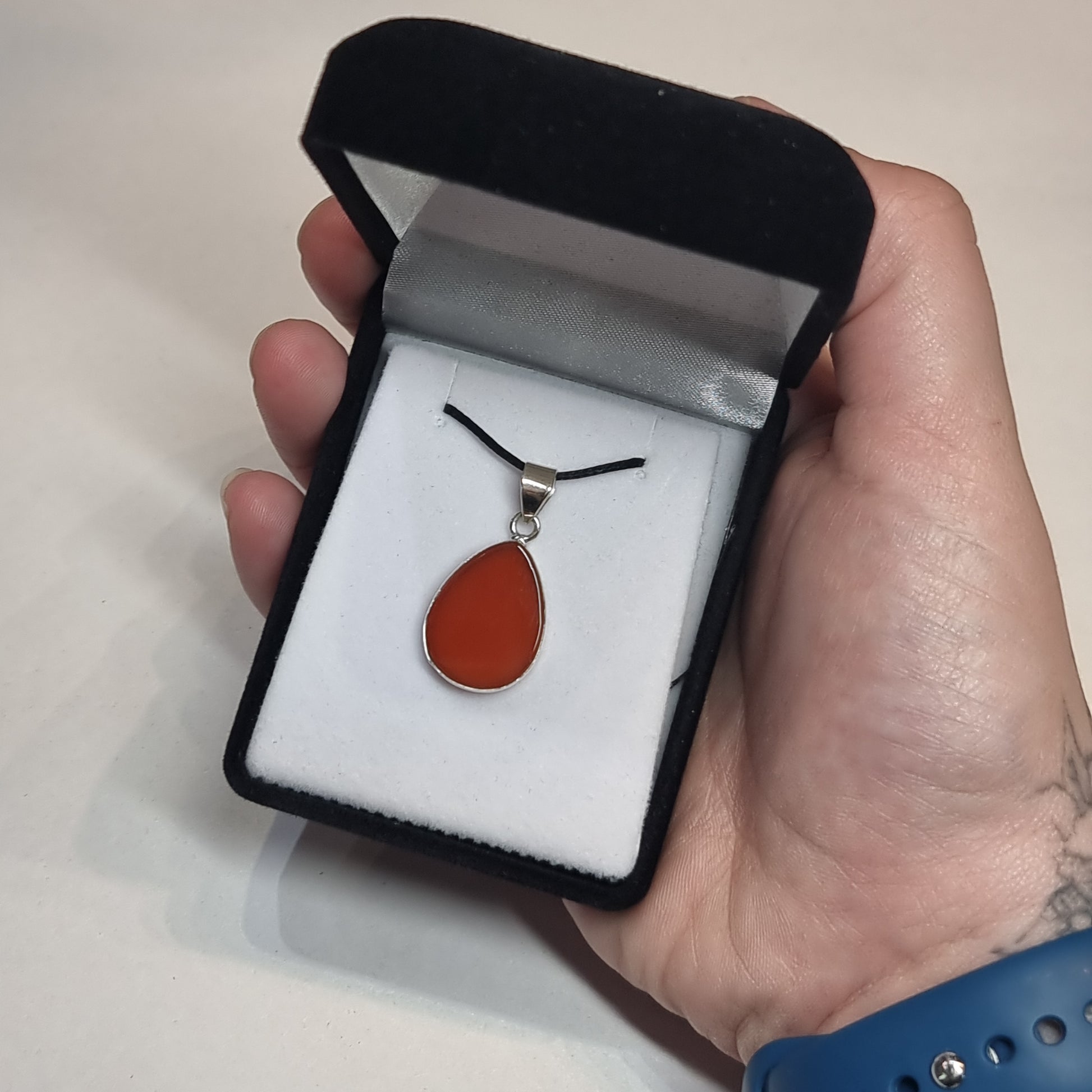 Carnelian sterling silver pendant - Rivendell Shop