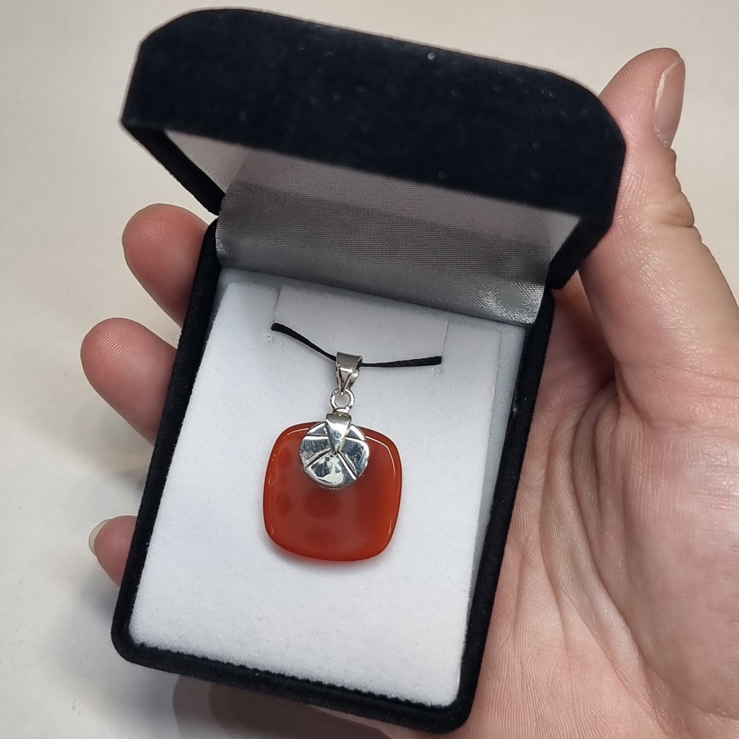 Carnelian sterling silver pendant - Rivendell Shop