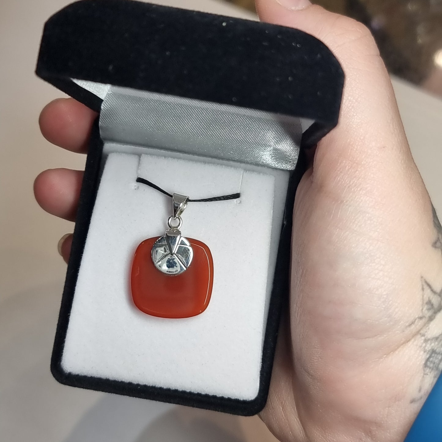 Carnelian sterling silver pendant - Rivendell Shop