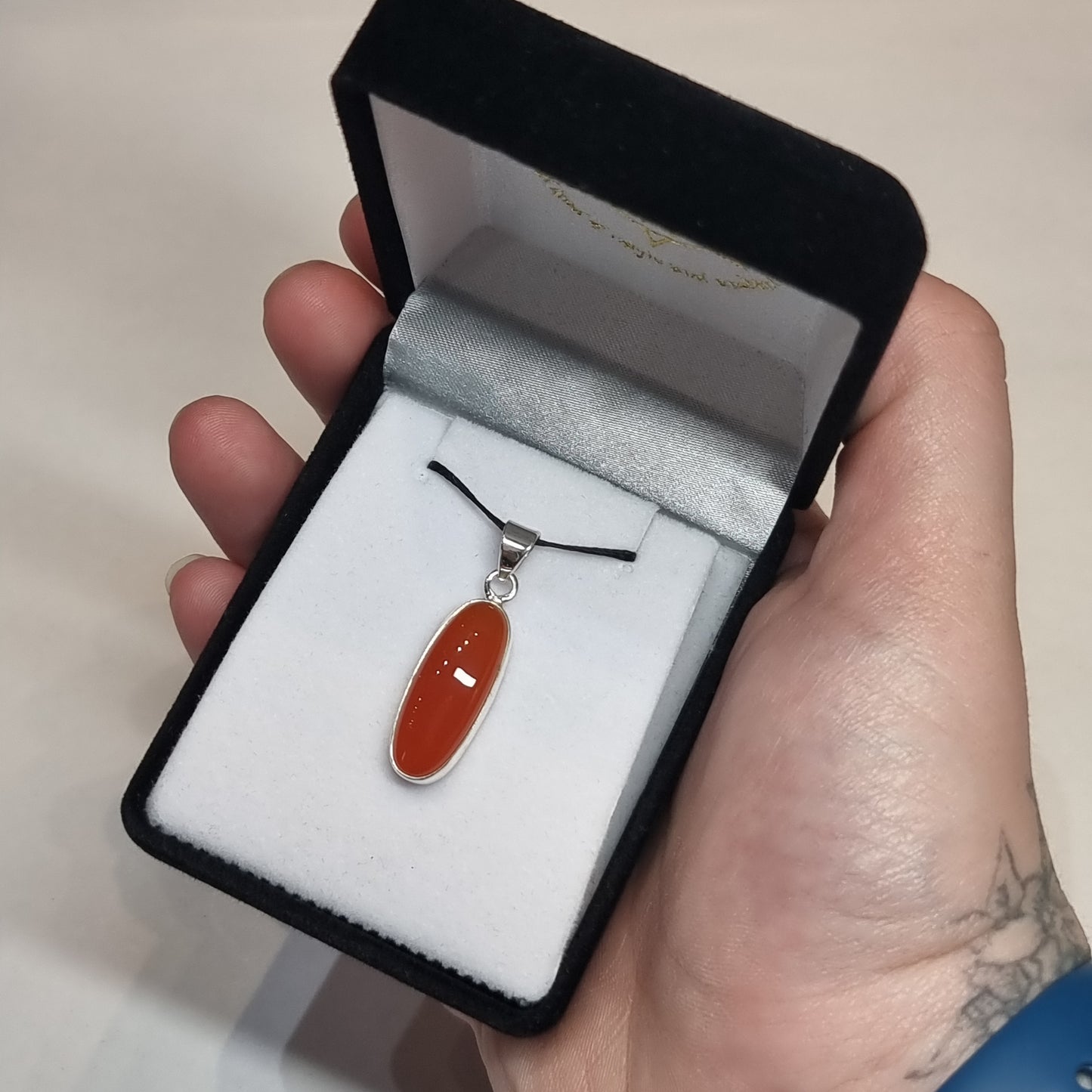 Carnelian sterling silver pendant - Rivendell Shop