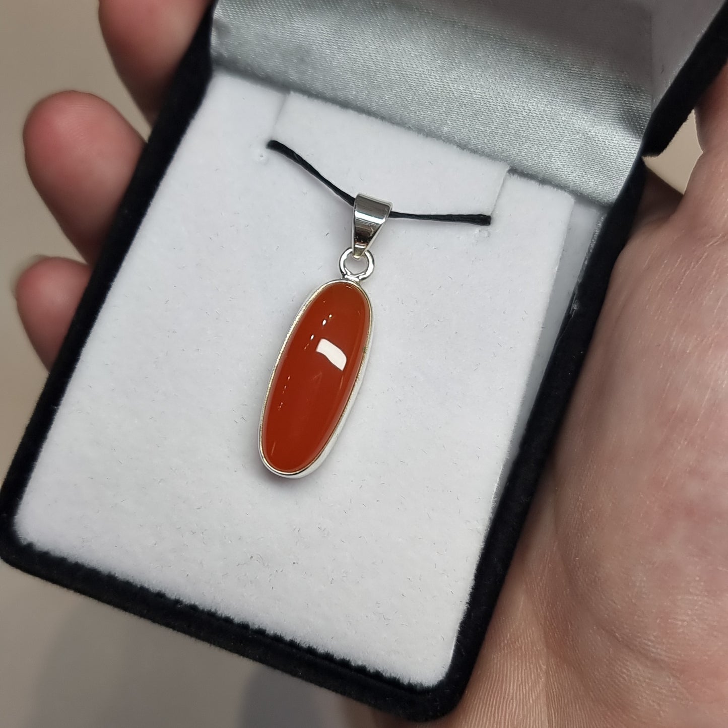 Carnelian sterling silver pendant - Rivendell Shop