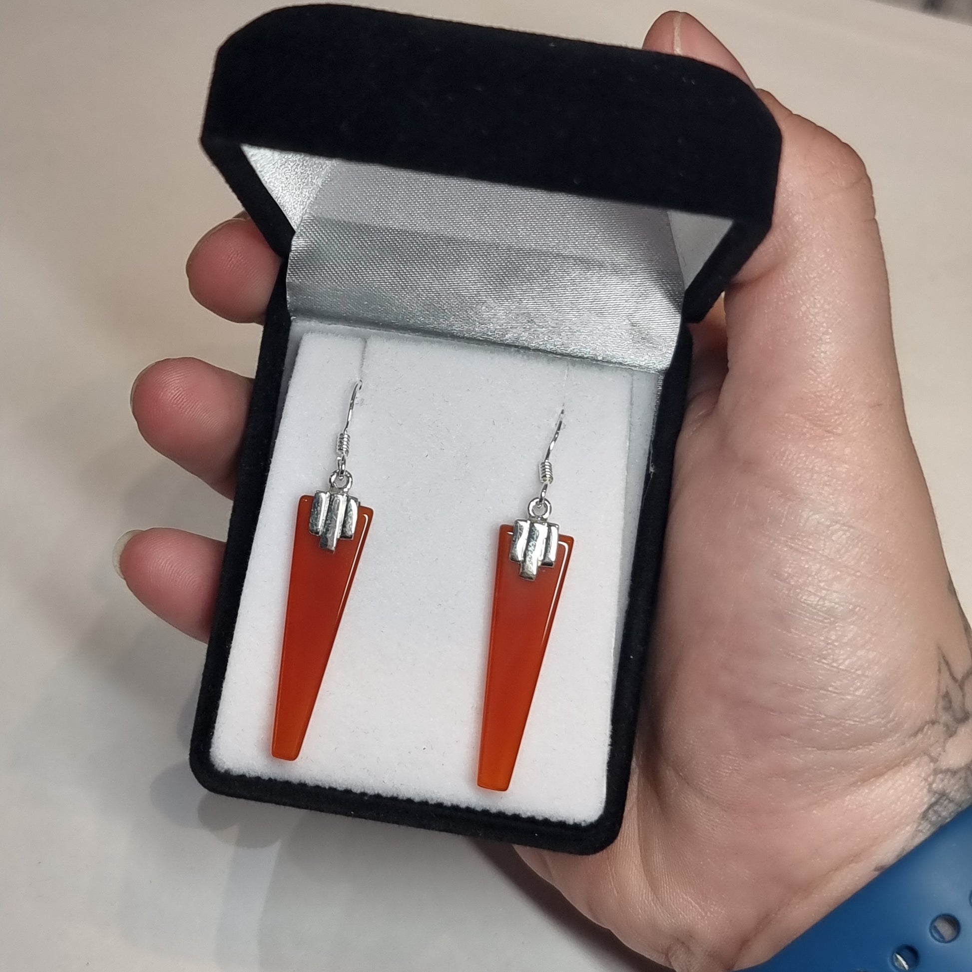 Carnelian sterling silver earrings - Rivendell Shop