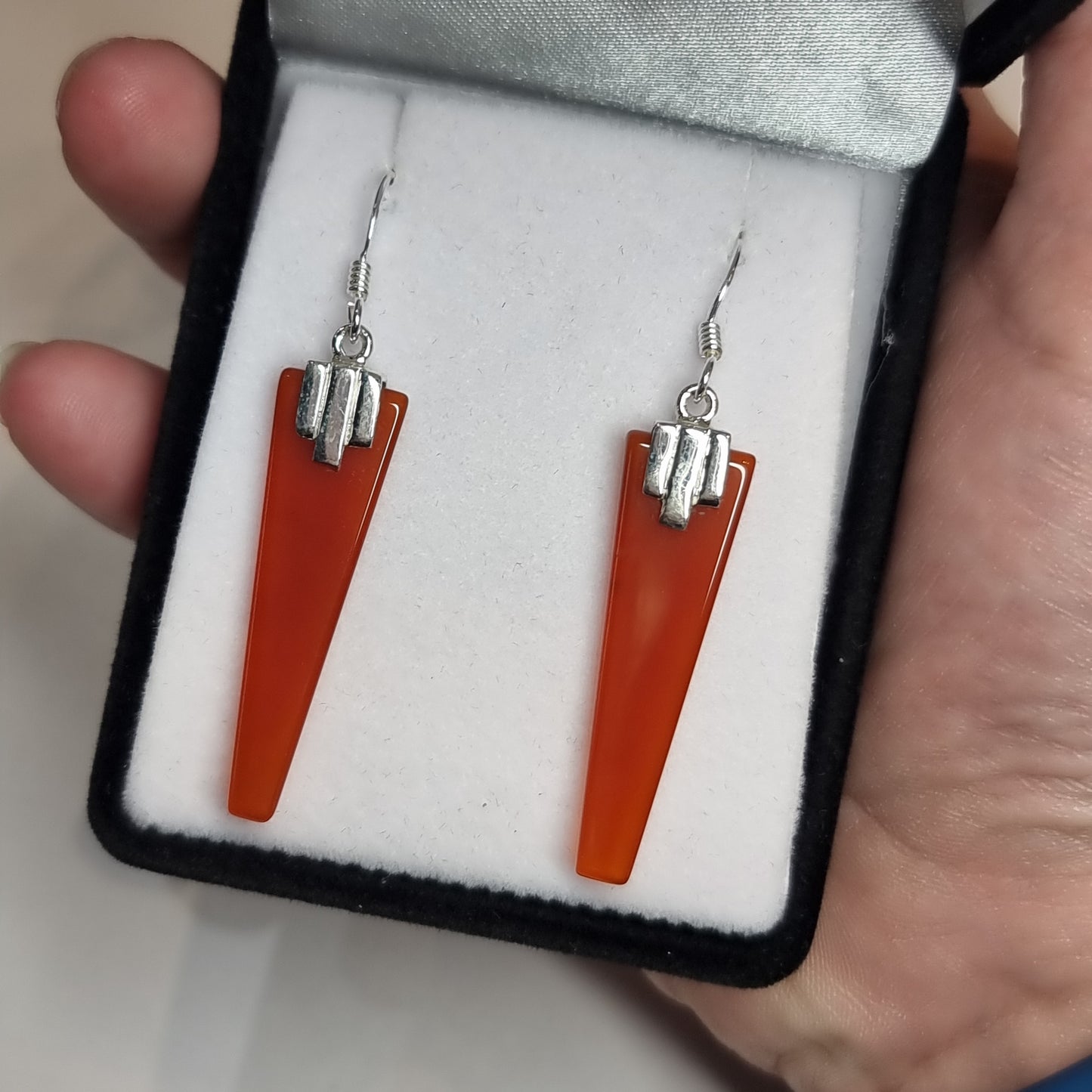 Carnelian sterling silver earrings - Rivendell Shop