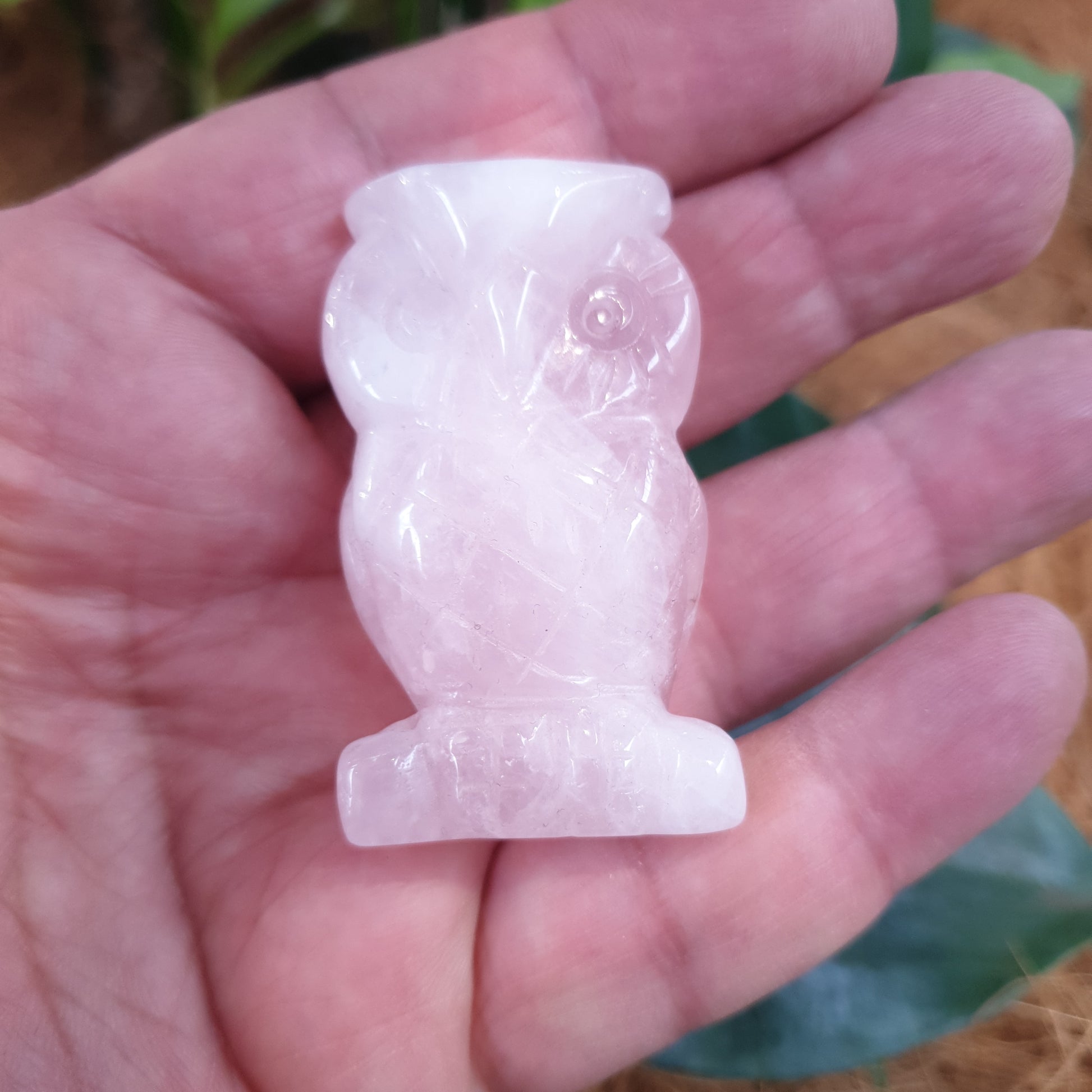 Rose quartz Owl - Rivendell Shop