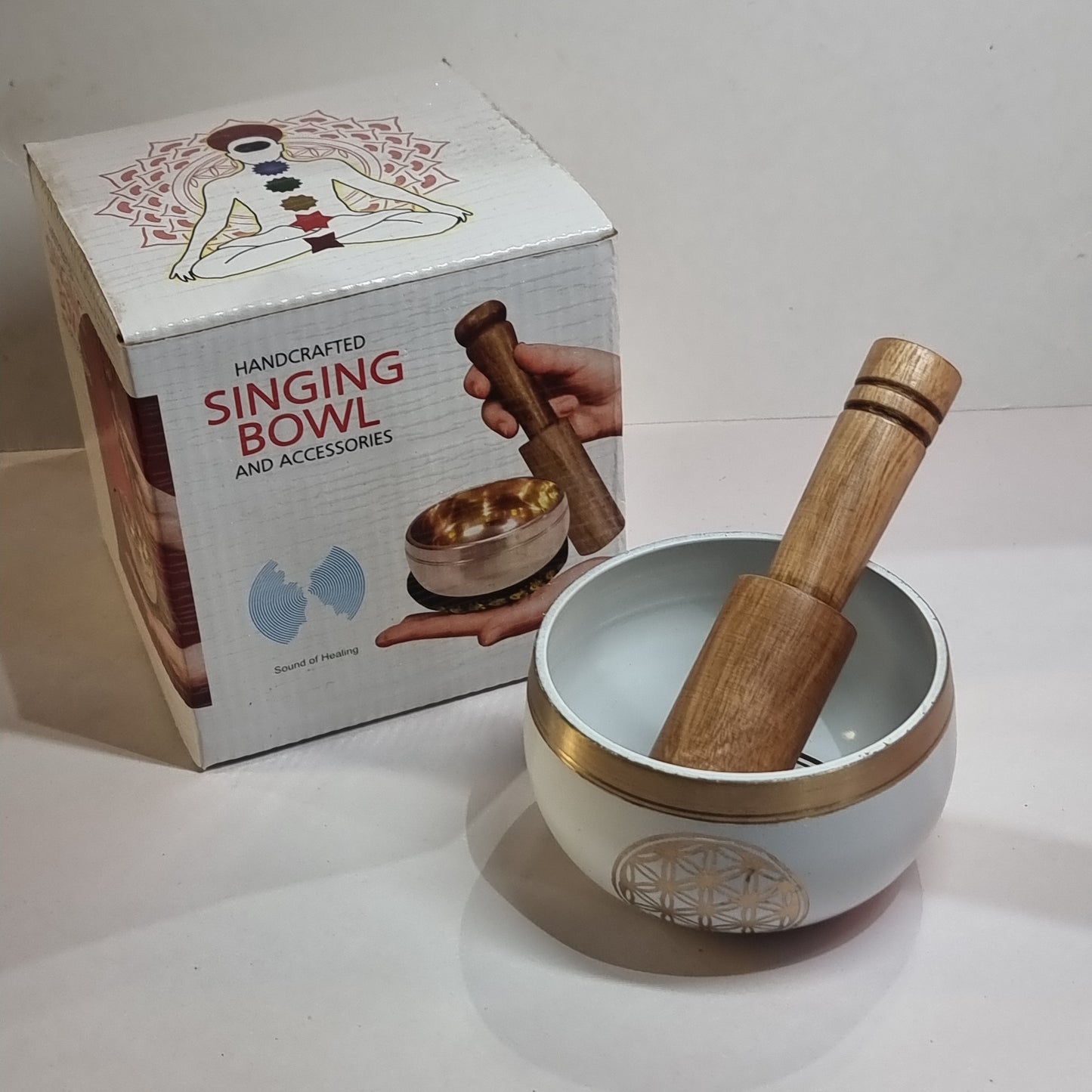 Singing bowl - flower of life white - Rivendell Shop