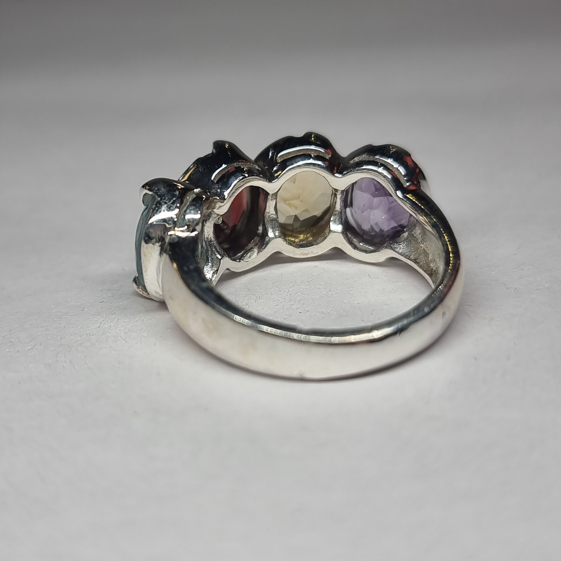 Diamond cut ring - amethyst, citrine, garnet & blue topaz - Rivendell Shop