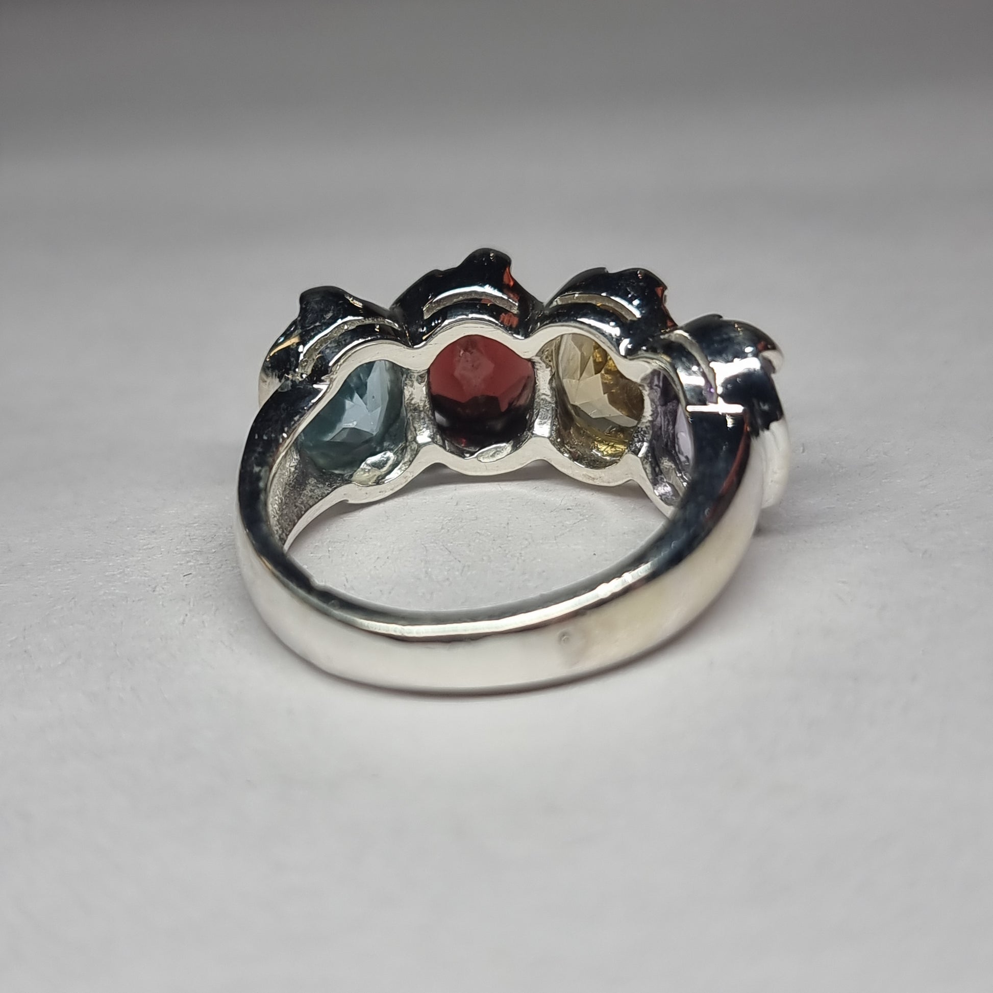 Diamond cut ring - amethyst, citrine, garnet & blue topaz - Rivendell Shop