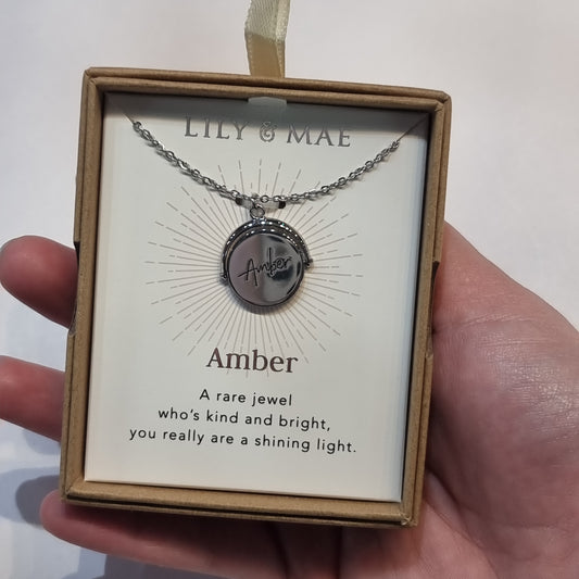 L&M spinning necklace - Amber - Rivendell Shop