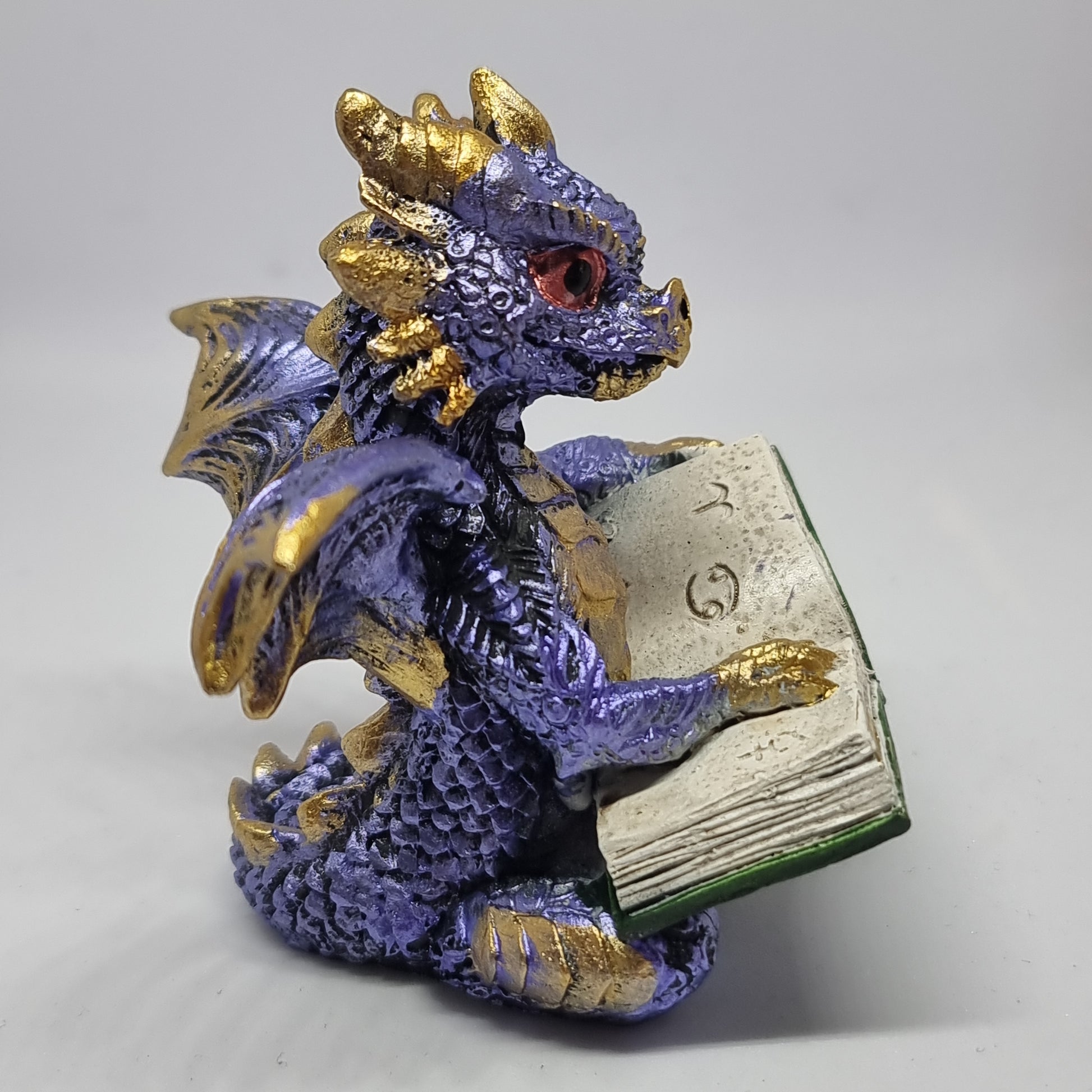 Dragon reading book - blue - Rivendell Shop