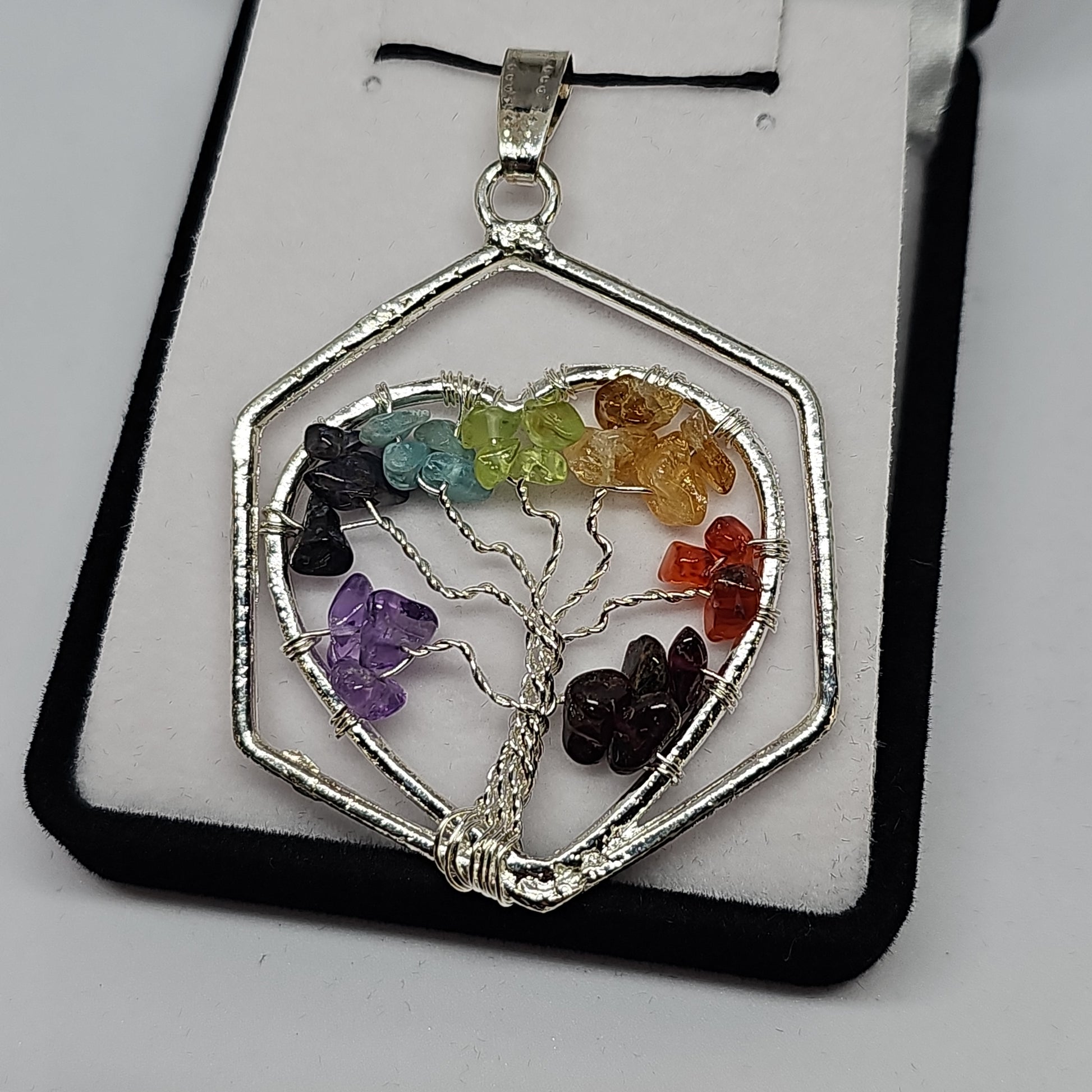 Hexagon heart tree of life chip pendant - Rivendell Shop