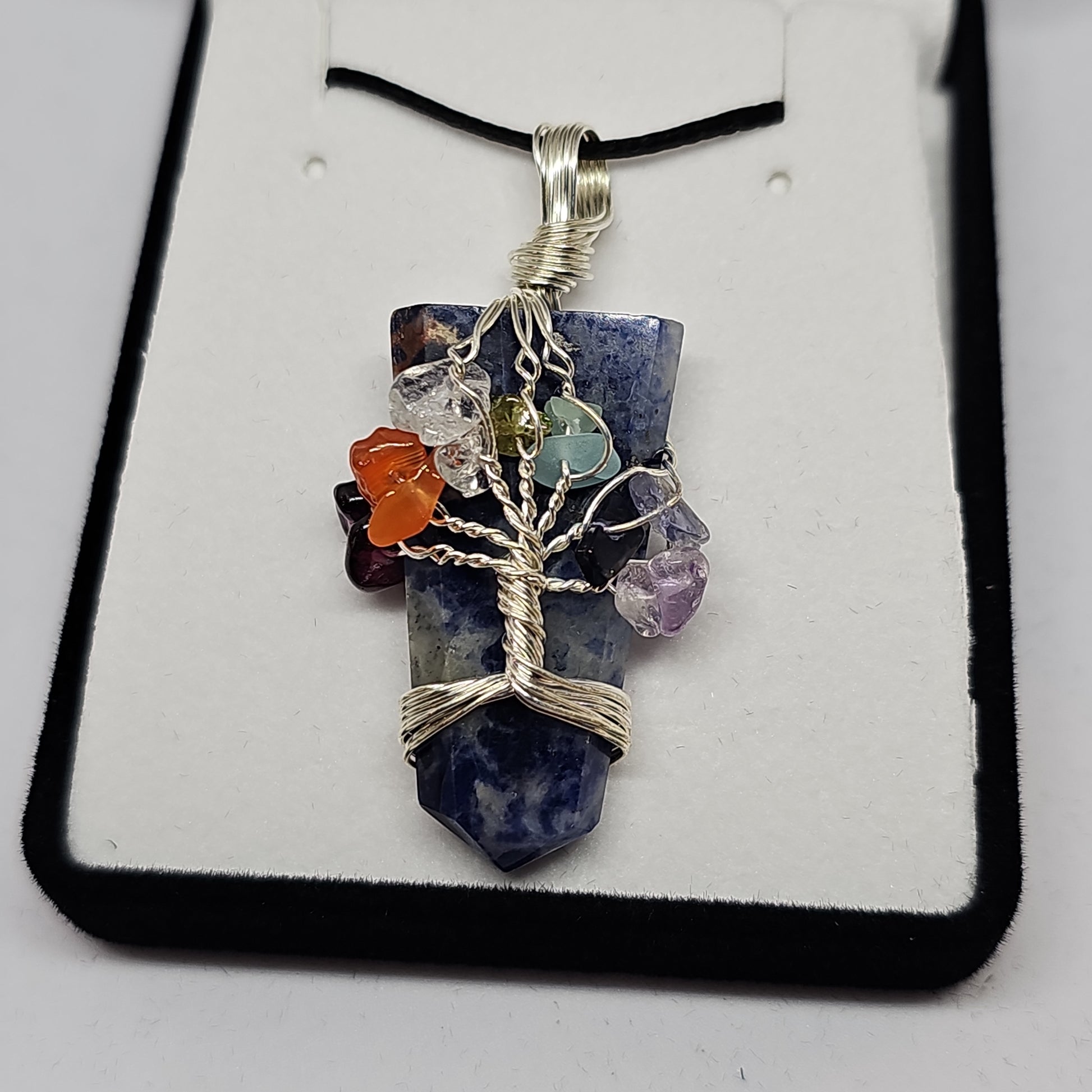 Sodalite chakra wrapped pendant - Rivendell Shop