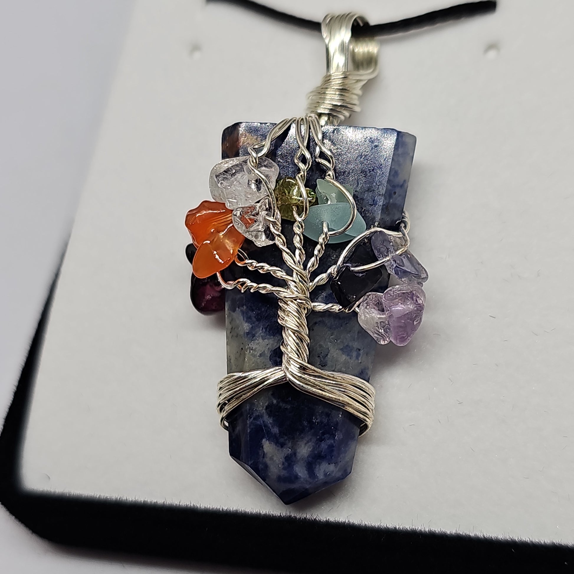 Sodalite chakra wrapped pendant - Rivendell Shop