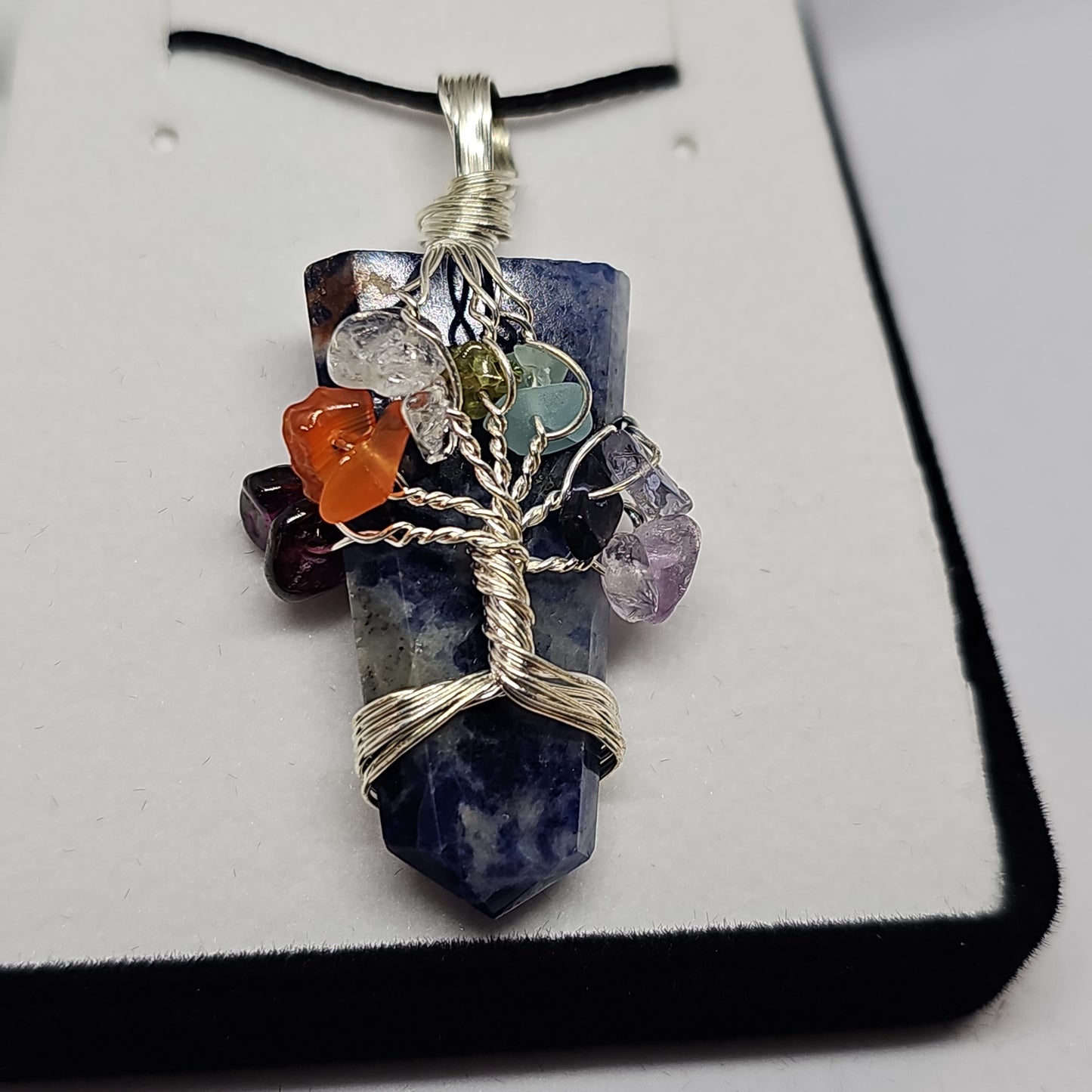 Sodalite chakra wrapped pendant - Rivendell Shop