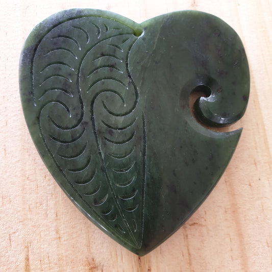 Greenstone Heart Pendant - Extra Large - Rivendell Shop