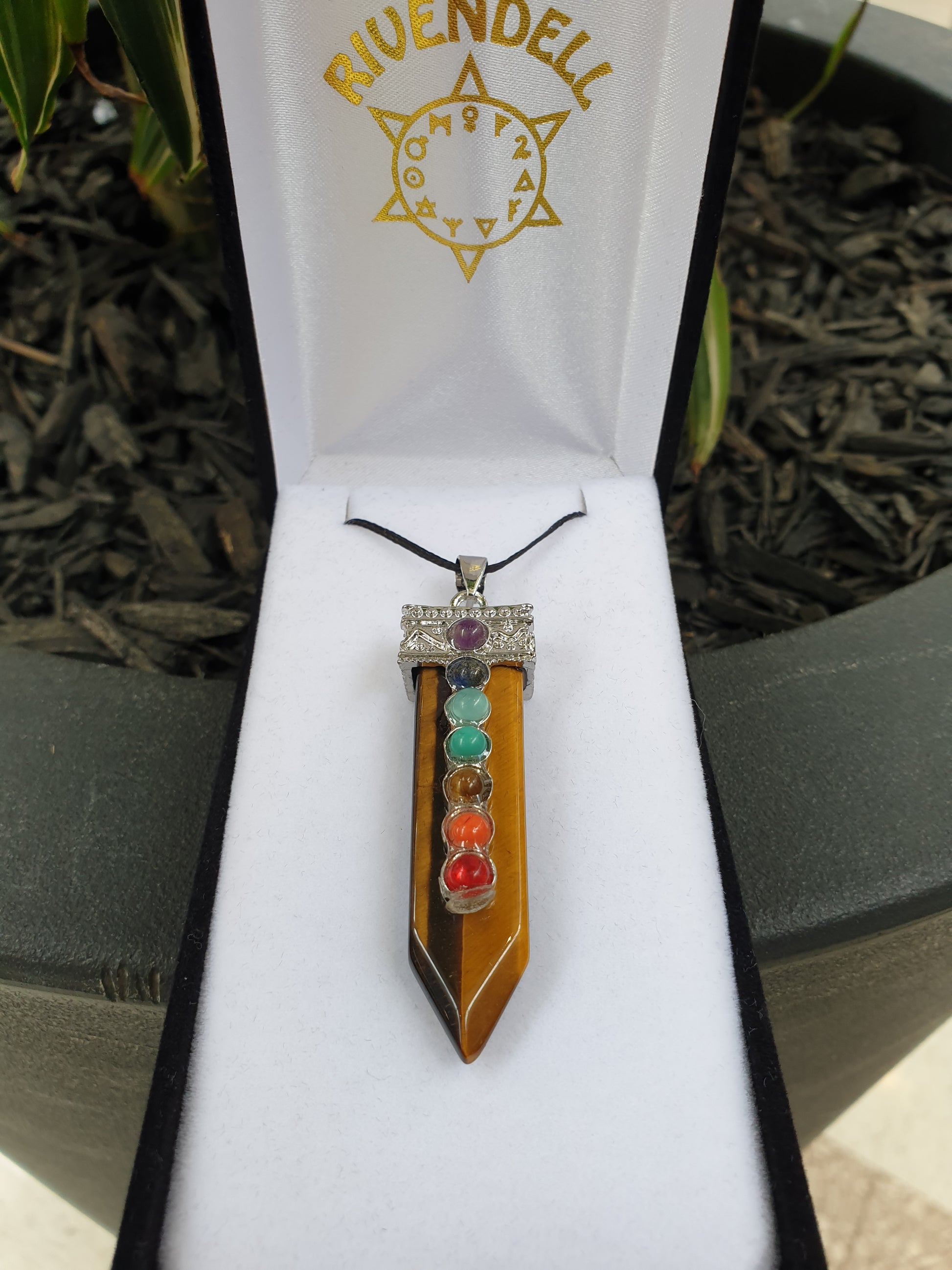 Chakra tiger’s eye point pendant - Rivendell Shop