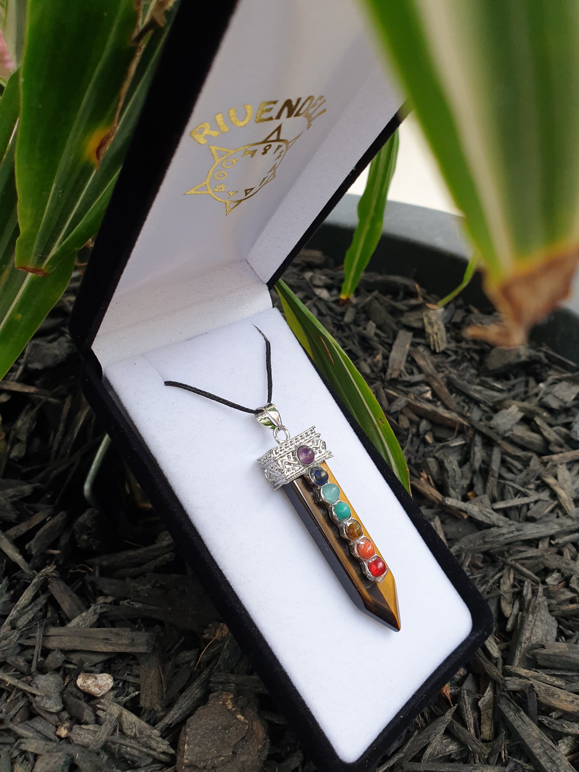 Chakra tiger’s eye point pendant - Rivendell Shop