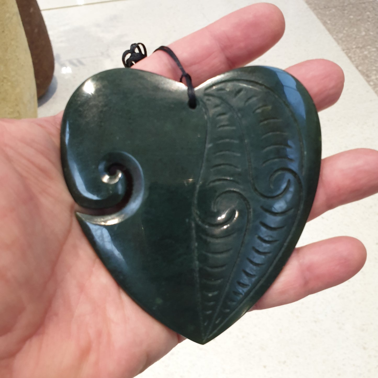 Greenstone Heart Pendant - Extra Large - Rivendell Shop