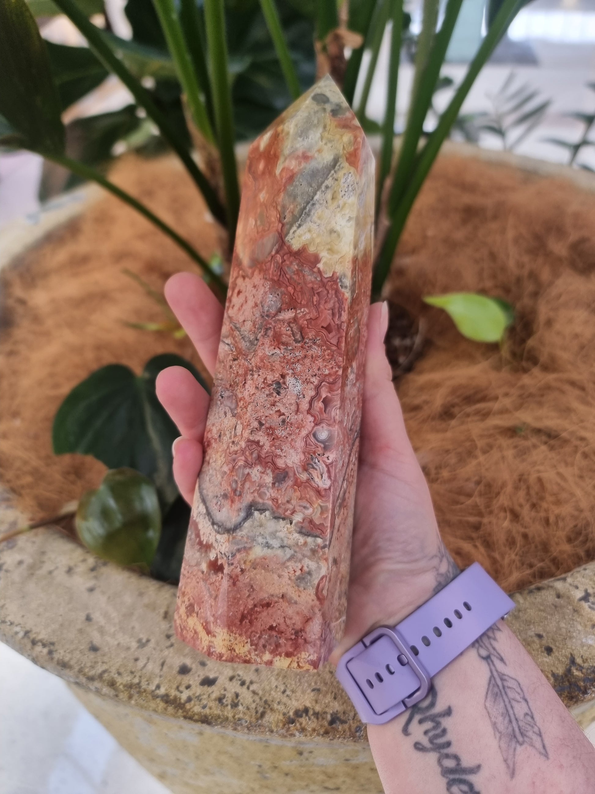 Crazy lace agate point - Rivendell Shop