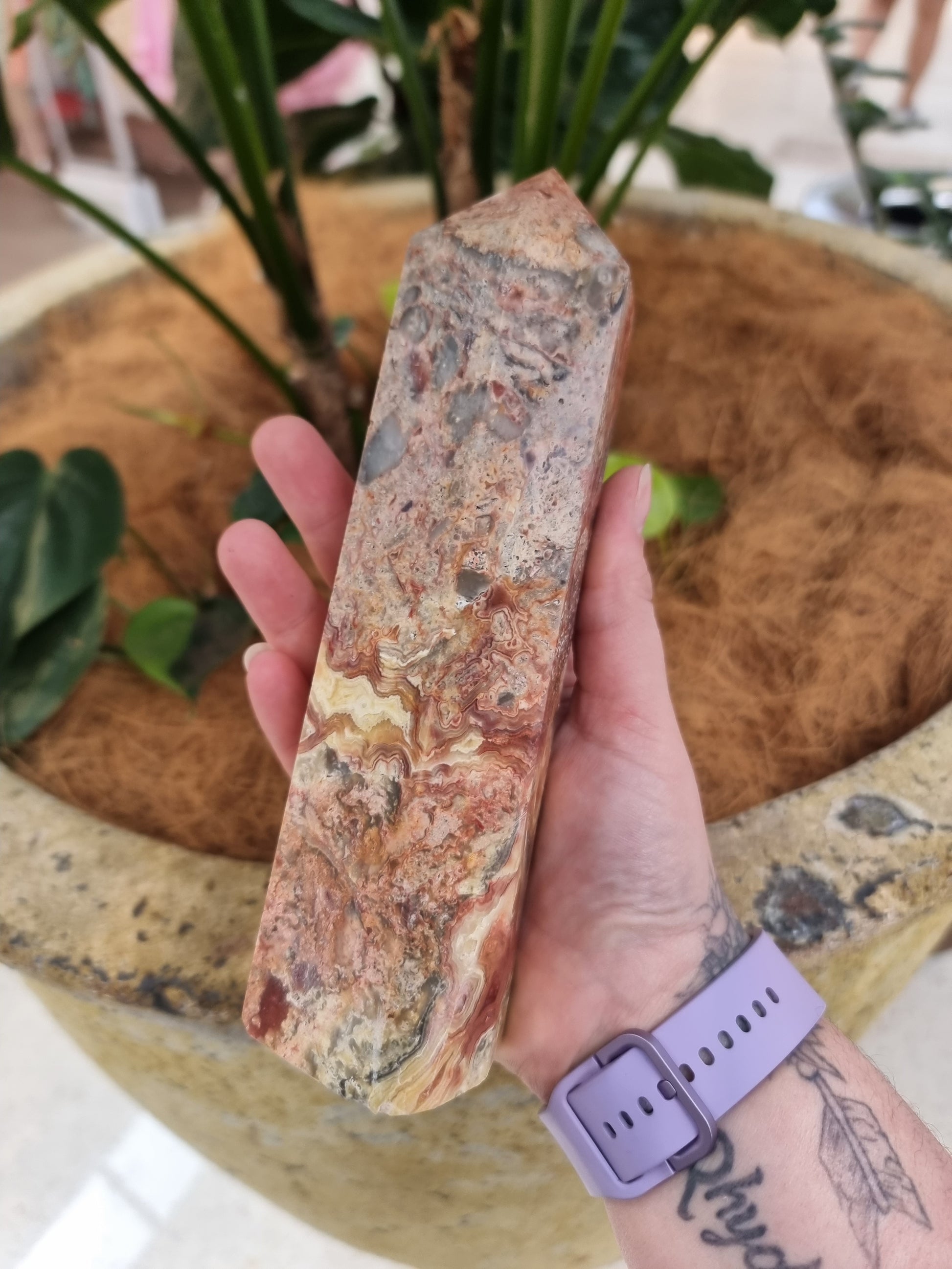 Crazy lace agate point - Rivendell Shop