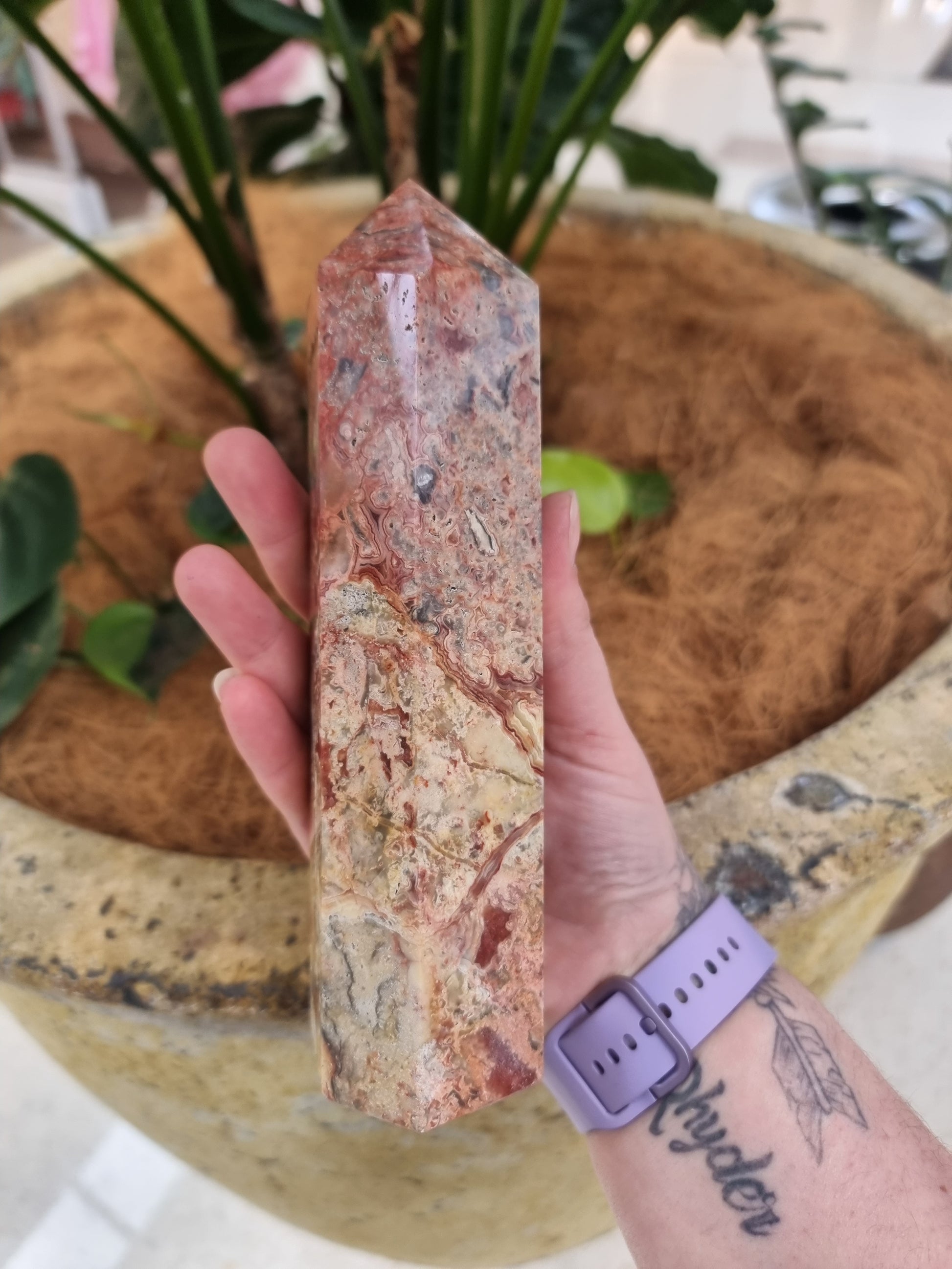 Crazy lace agate point - Rivendell Shop