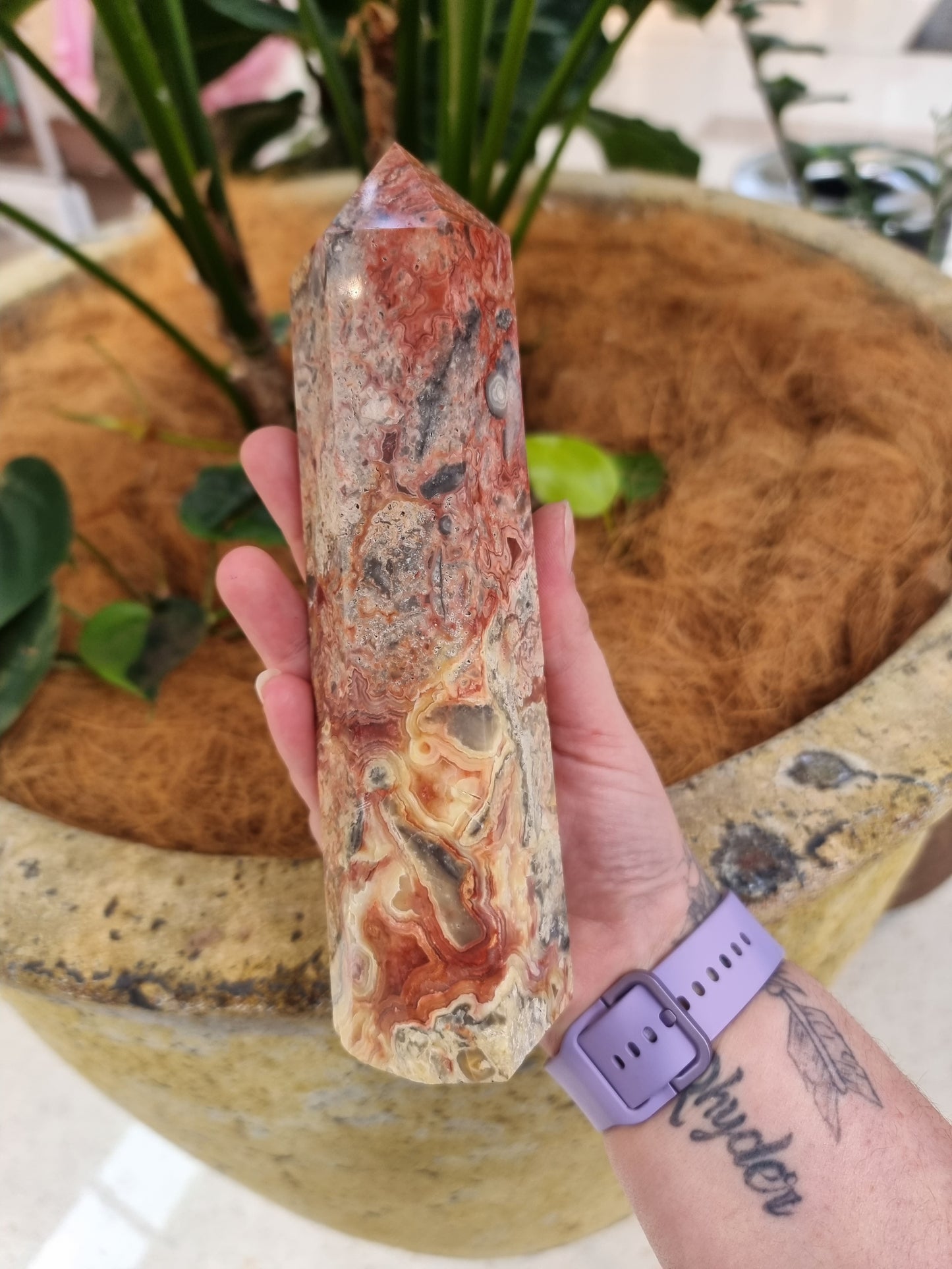 Crazy lace agate point - Rivendell Shop