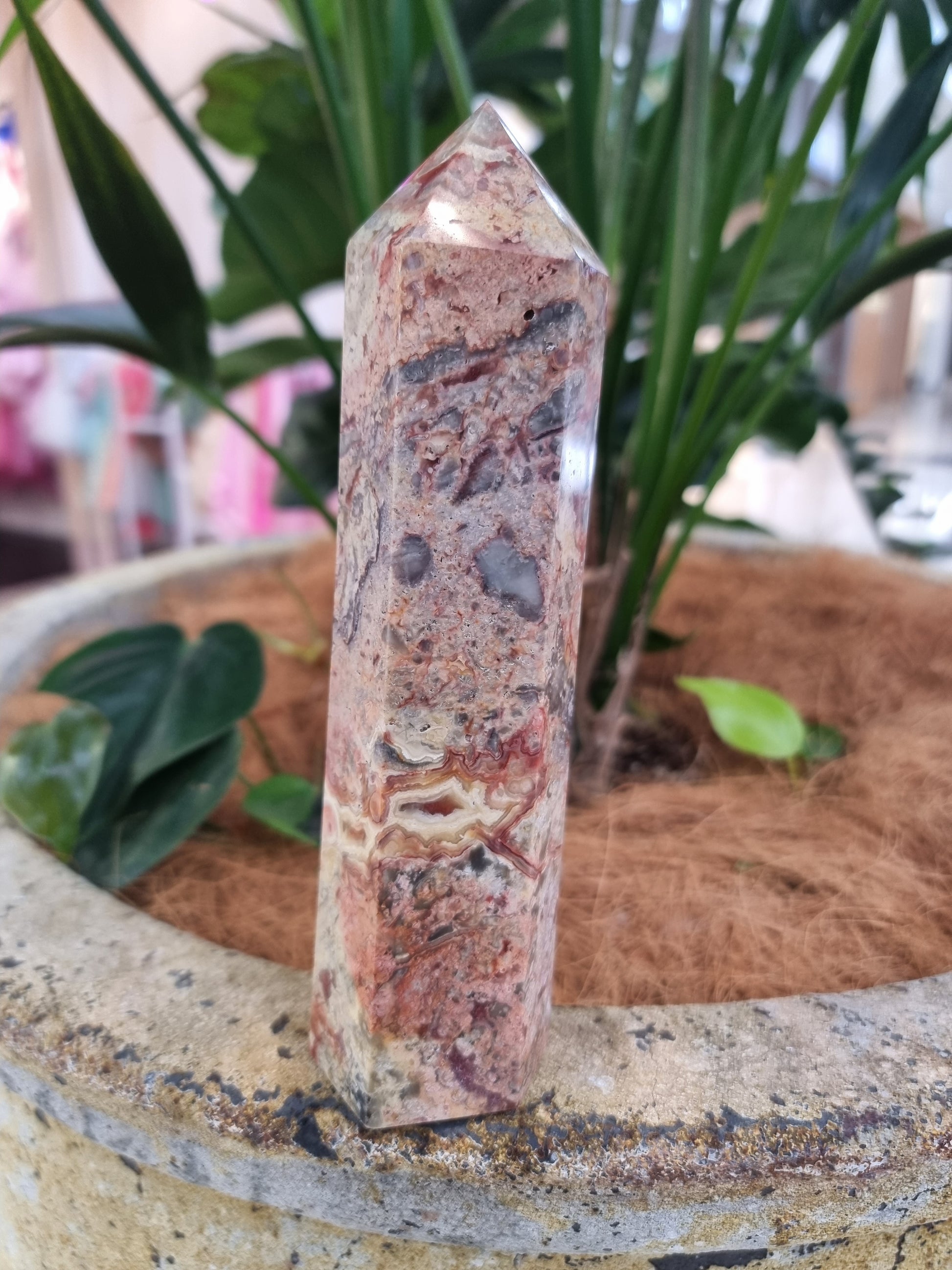 Crazy lace agate point - Rivendell Shop