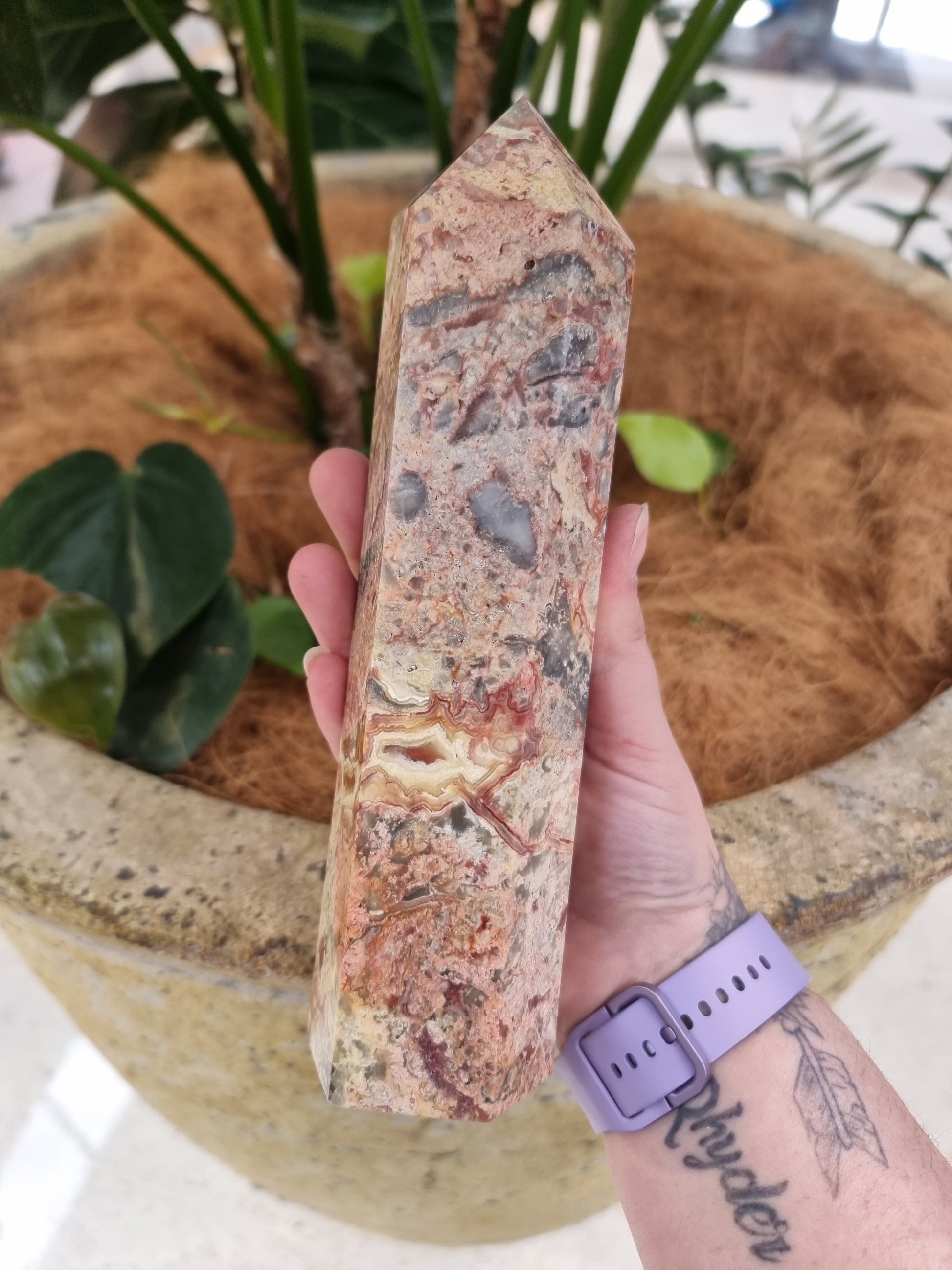 Crazy lace agate point - Rivendell Shop