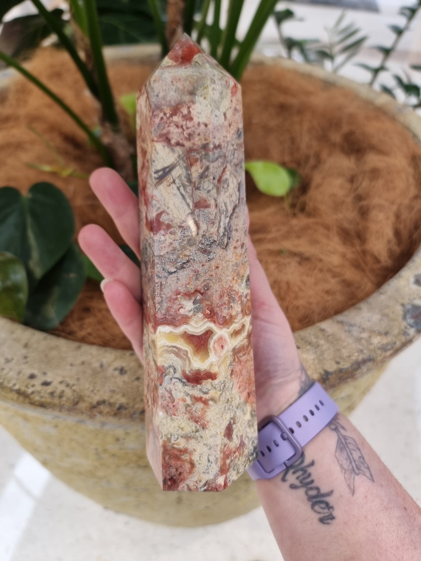 Crazy lace agate point - Rivendell Shop