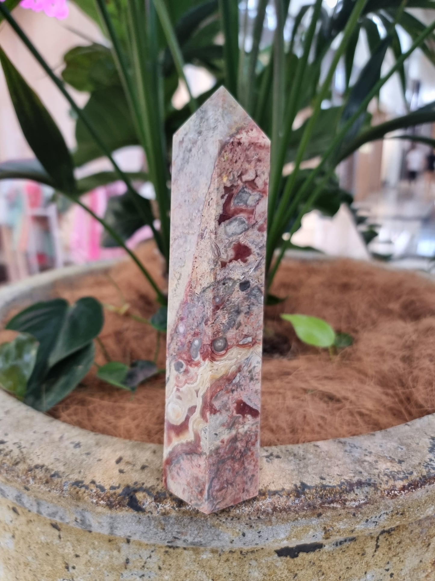 Crazy lace agate point - Rivendell Shop