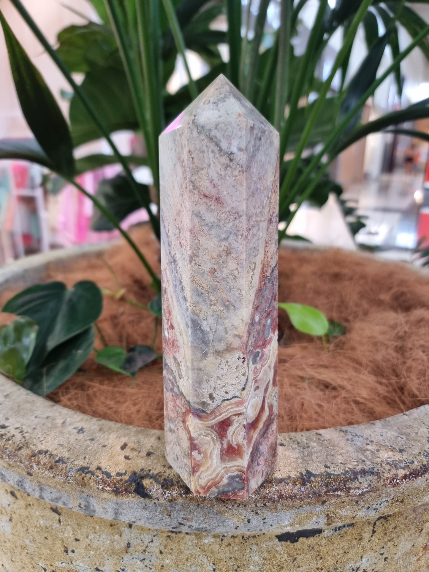 Crazy lace agate point - Rivendell Shop