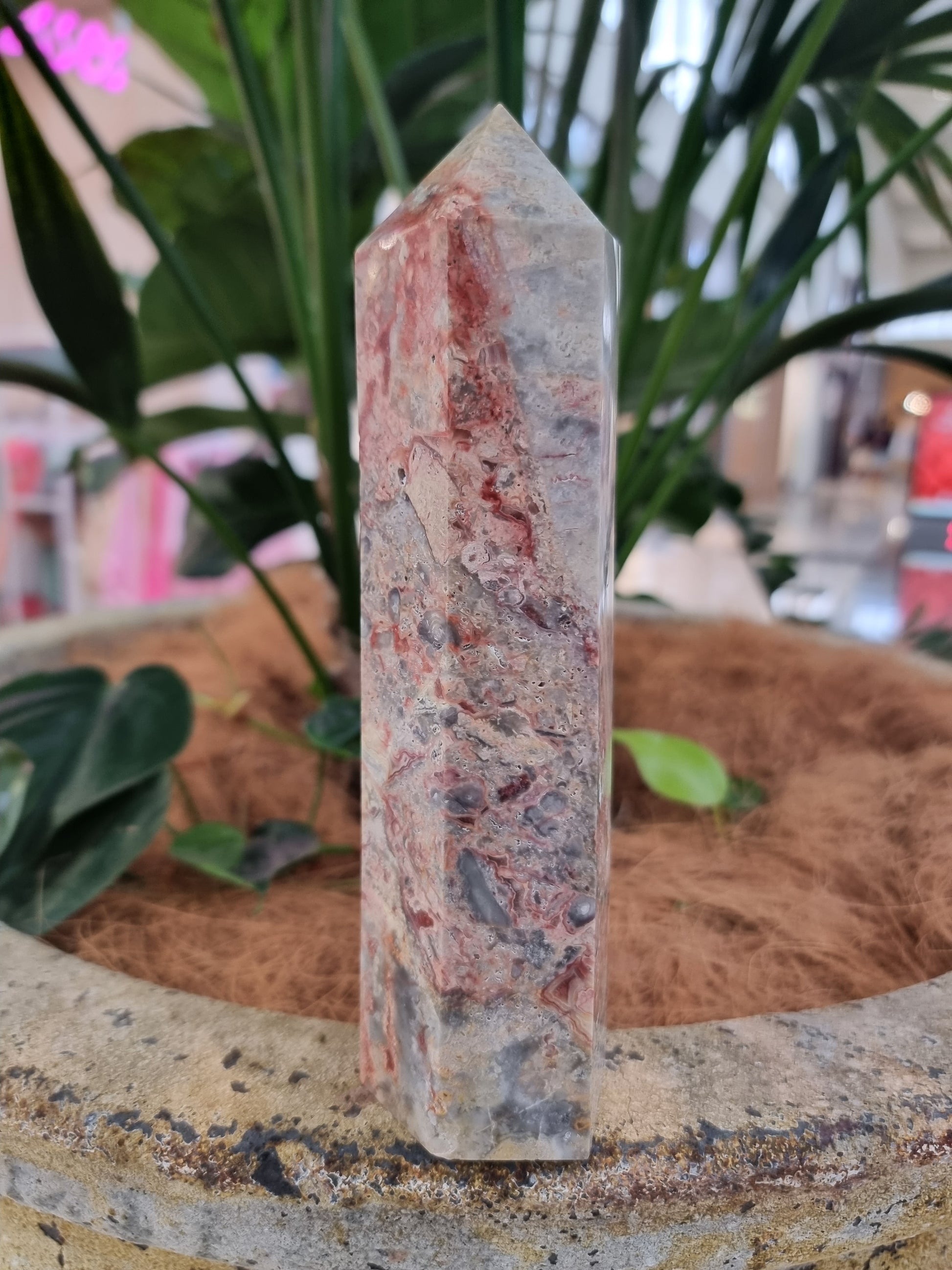 Crazy lace agate point - Rivendell Shop