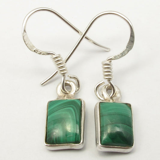 Malachite 925 Sterling Silver Dangle Earrings - Rivendell Shop