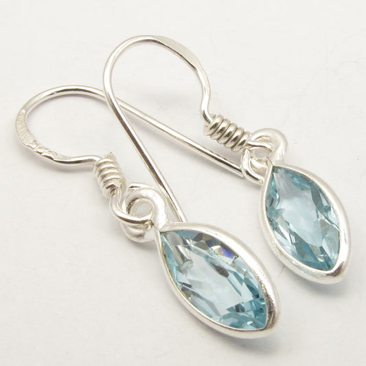 Marquise Blue Topaz 925 Sterling Silver Dangle Earrings - Rivendell Shop