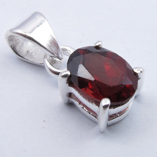 Oval Garnet 925 Sterling Silver Pendant - Rivendell Shop