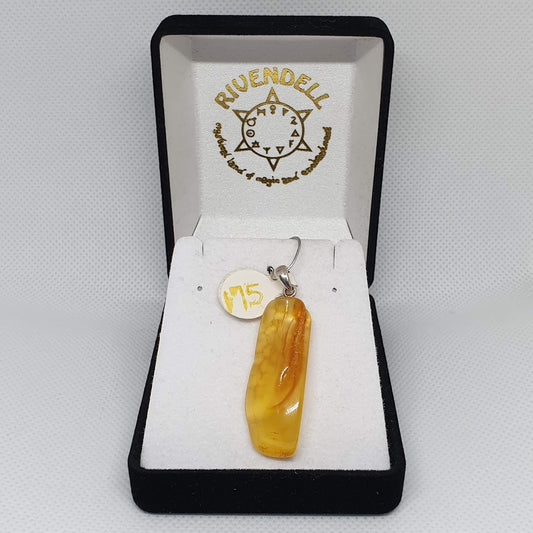 Bright Natural Amber 925 Sterling Silver Pendant - Rivendell Shop
