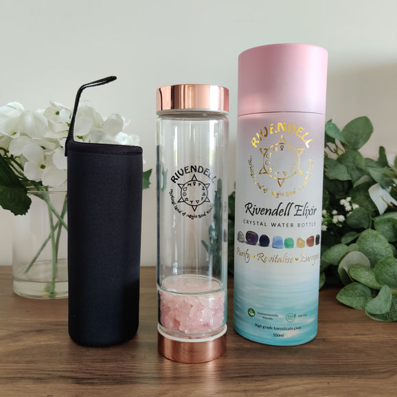 Rivendell Elixir: Rose Quartz Crystal Water Bottle - Rivendell Shop