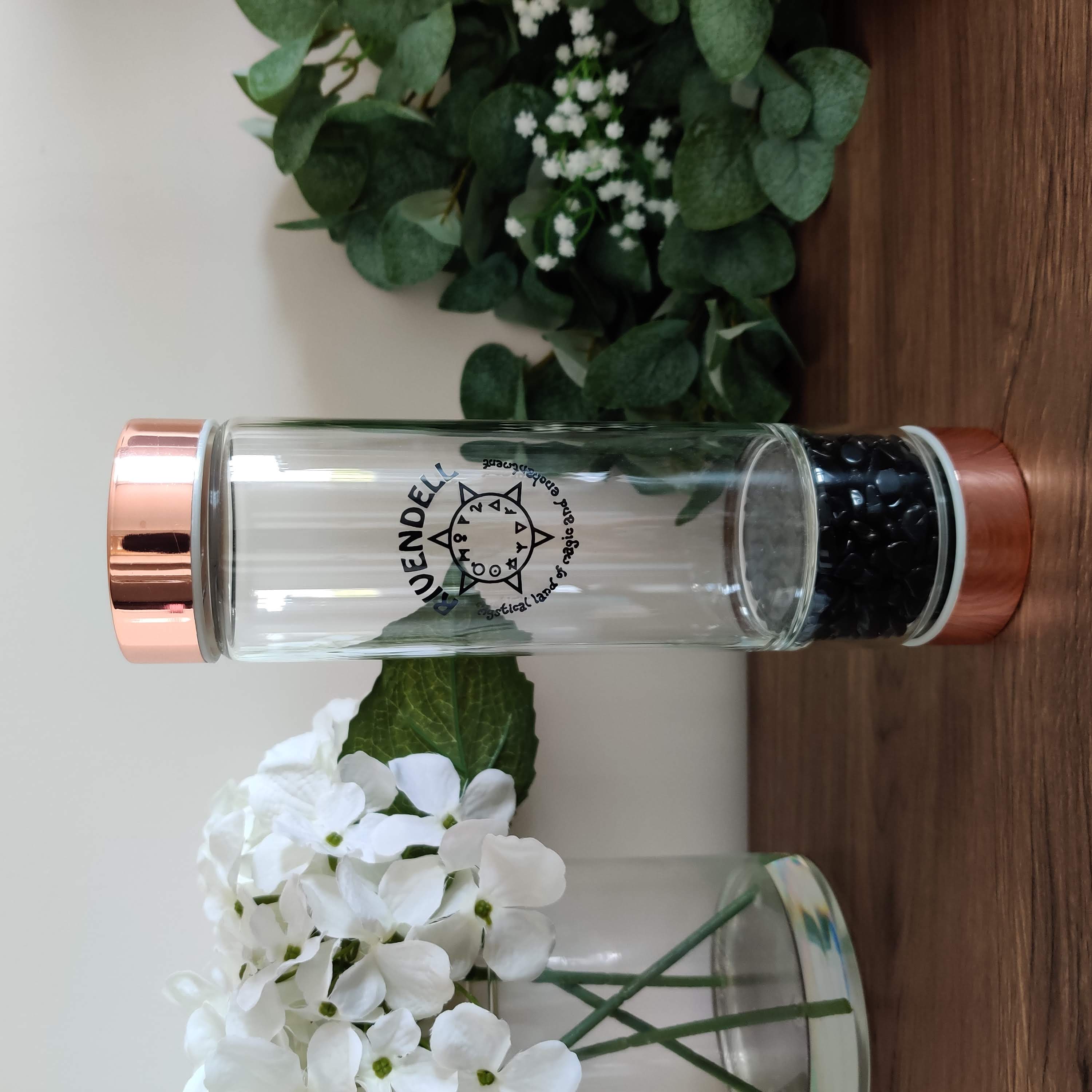 Rivendell Elixir: Black Obsidian Crystal Water Bottle - Rivendell Shop