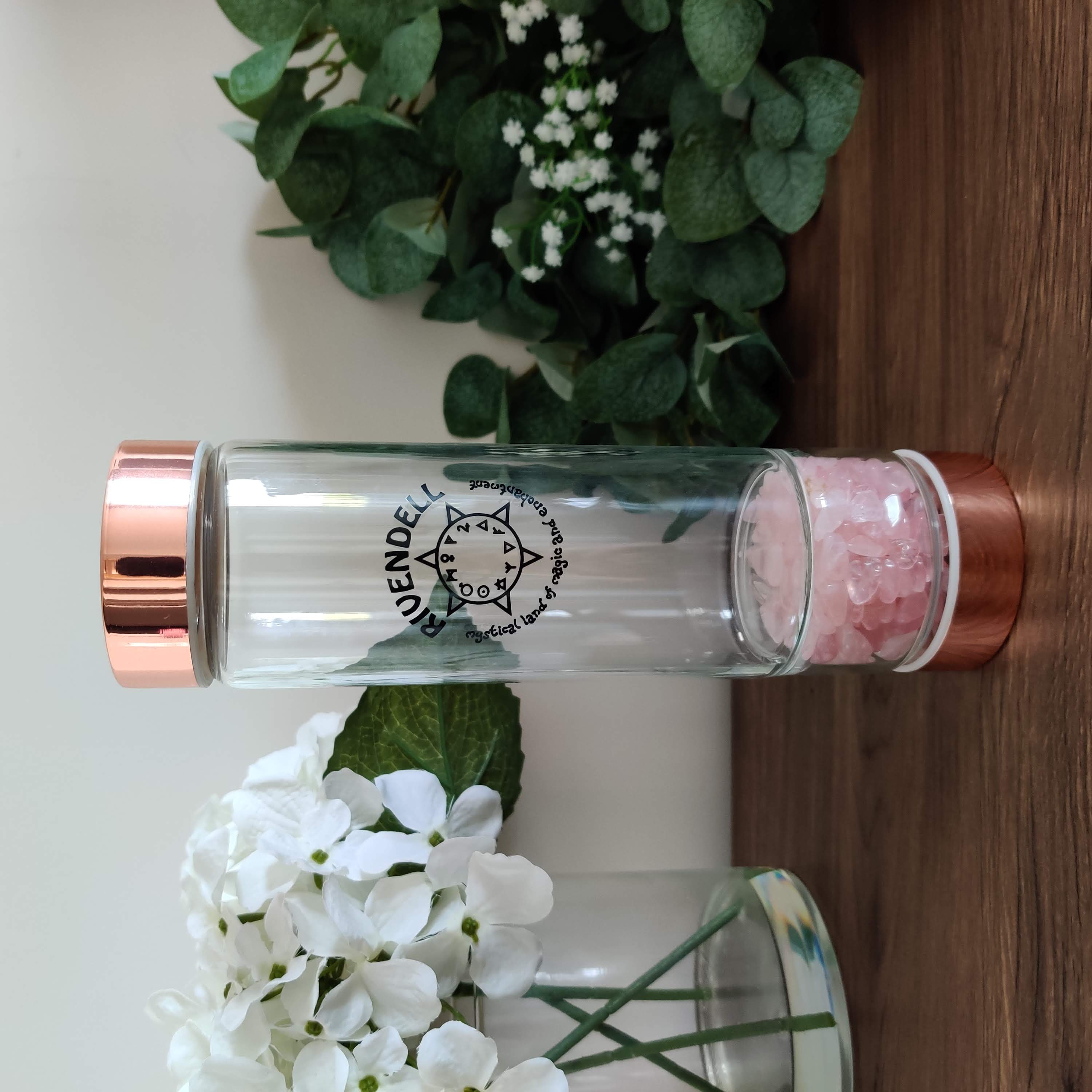 Rivendell Elixir: Rose Quartz Crystal Water Bottle - Rivendell Shop