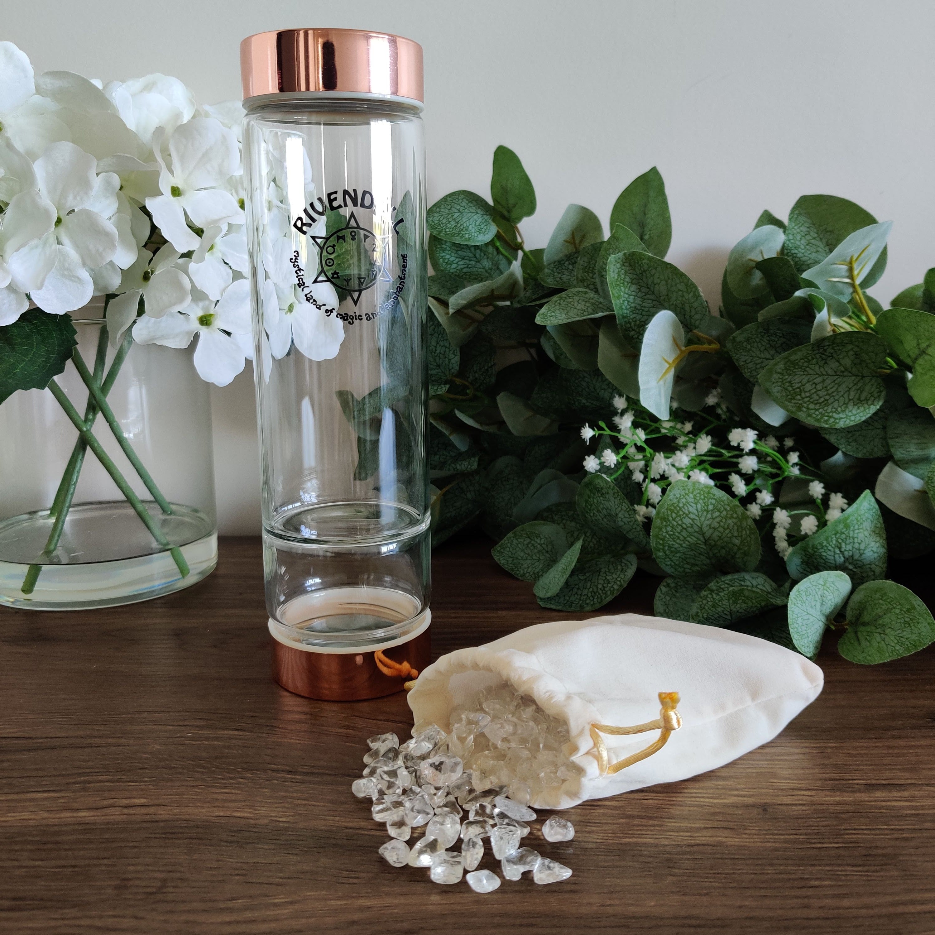 Rivendell Elixir: Clear Quartz Crystal Water Bottle - Rivendell Shop