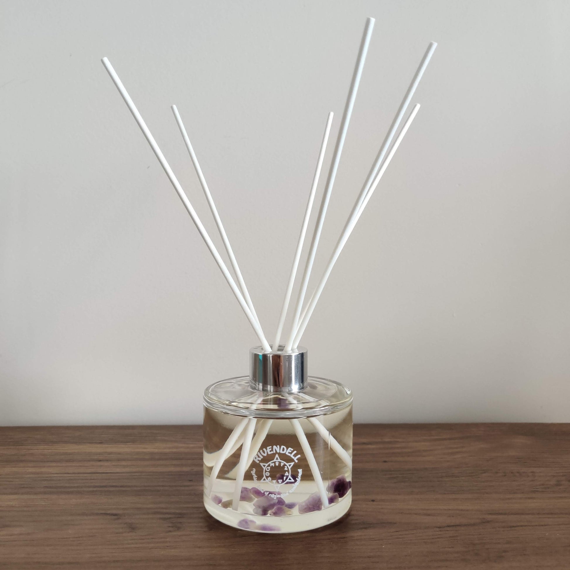 Rivendell Aroma: Amethyst x Black Cedar and Juniper Crystal-Infused Reed Diffuser - Rivendell Shop