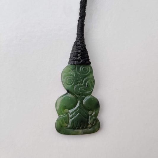 Large Greenstone Tiki Pendant - Rivendell Shop